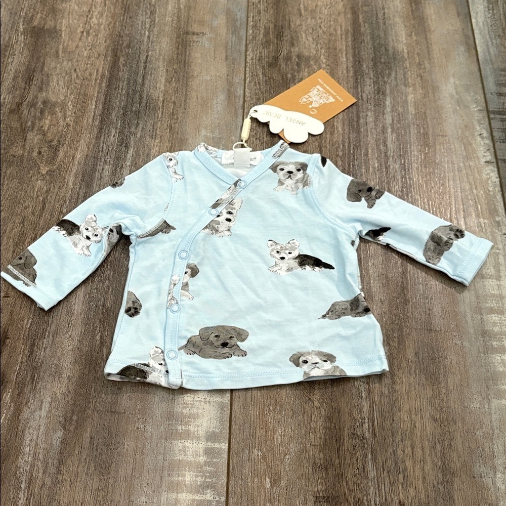 Angel Dear Bamboo blue and gray kimono dog print newborn NEW